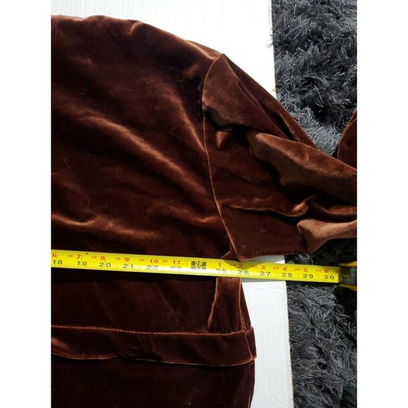 Roaman's Size 1X Brown Velvet Velour 2 Pc Pockets Elastic Waist Athleisure Set - Picture 9 of 14